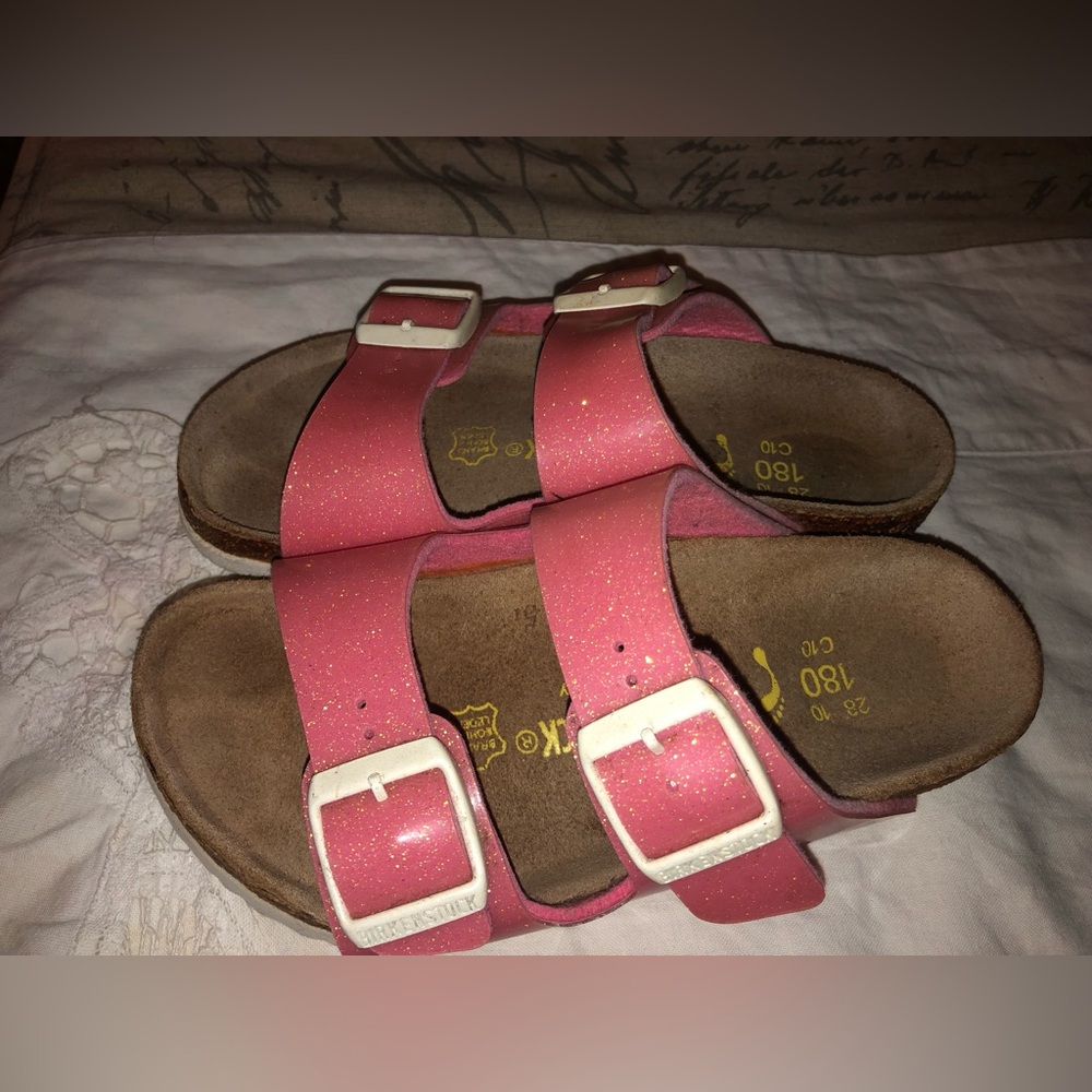Birkenstock Sparkling Sandals Girls Size 10 Pink - Picture 4 of 7